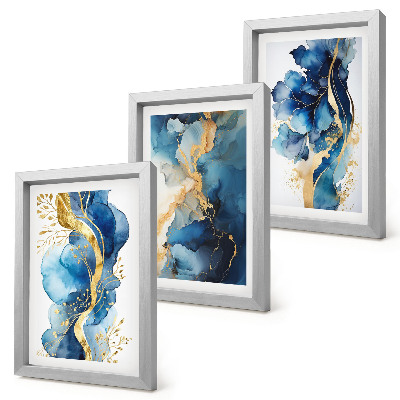 Photo frame wall Blue abstract patterns with delicate accents