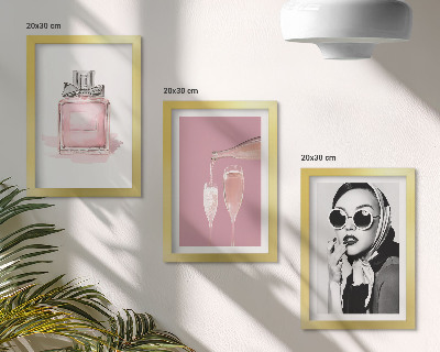 Framed triptych Stylish feminine accessories in shades of pink