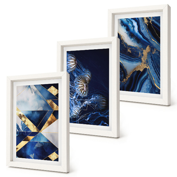 3-piece wall art set Abstract elegant patterns with accents