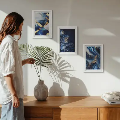 3-piece wall art set with abstract elegant patterns and accents