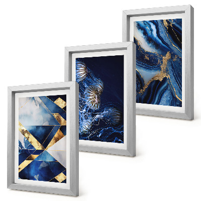 3-piece wall art set Abstract elegant patterns with accents