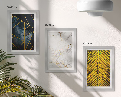 Framed triptych Modern geometric patterns and natural plant motifs
