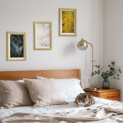 Framed triptych Modern geometric patterns and natural plant motifs