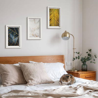 Framed triptych Modern geometric patterns and natural plant motifs