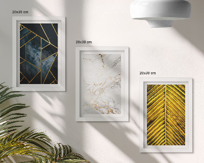 Framed triptych Modern geometric patterns and natural plant motifs