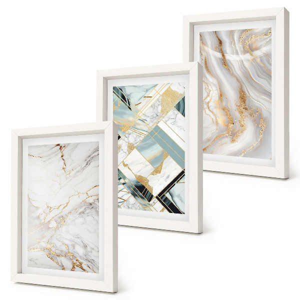 Framed triptych Elegant, fashionable abstract marble patterns