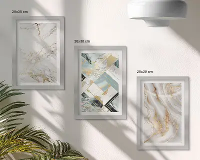Elegant fashionable abstract marble patterns framed triptych