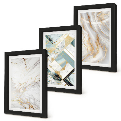 Framed triptych Elegant, fashionable abstract marble patterns
