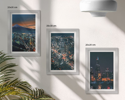 3-piece wall art set Mountain view of the city at night with skyscrapers
