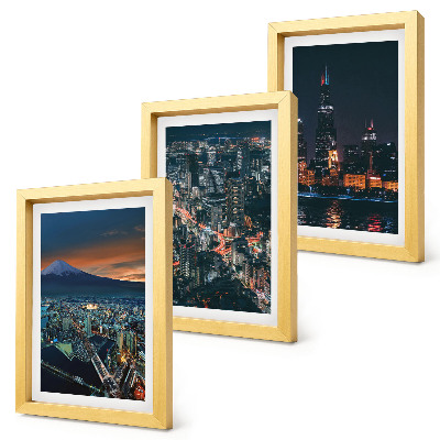 3-piece wall art set Mountain view of the city at night with skyscrapers