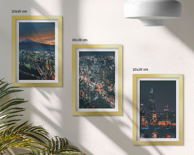 3-piece wall art set Mountain view of the city at night with skyscrapers