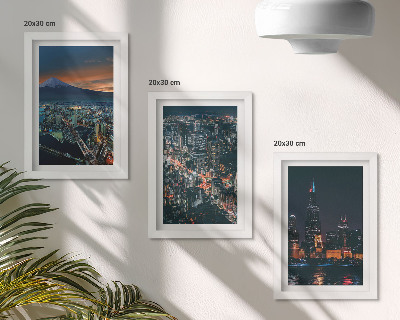 3-piece wall art set Mountain view of the city at night with skyscrapers