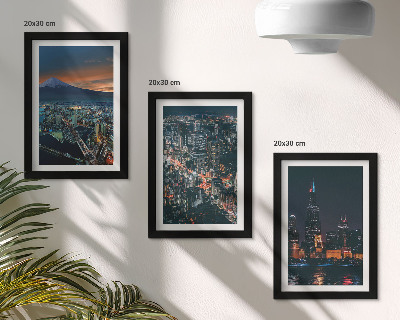 3-piece wall art set Mountain view of the city at night with skyscrapers