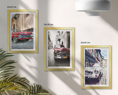 3-piece wall art set Classic cars on city streets in different colors