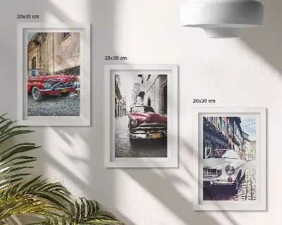 3-piece classic cars on city streets wall art set in assorted colors