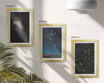 Photo frame wall space landscapes featuring the constellation Pisces and galaxies