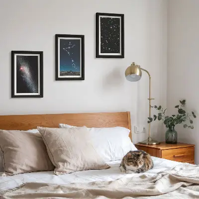 Photo frame wall space landscapes featuring the constellation Pisces and galaxies