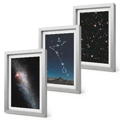Photo frame wall space landscapes featuring the constellation Pisces and galaxies