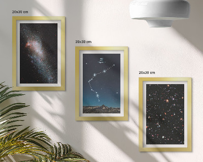 Framed triptych Galaxy space zodiac sign Aquarius