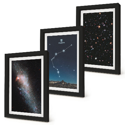 Framed triptych Galaxy space zodiac sign Aquarius