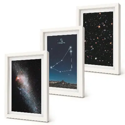 Photo frame wall with capricorn constellation galaxy and stars design