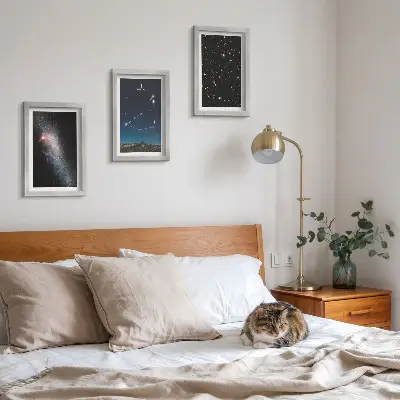 Photo frame wall with capricorn constellation galaxy and stars design