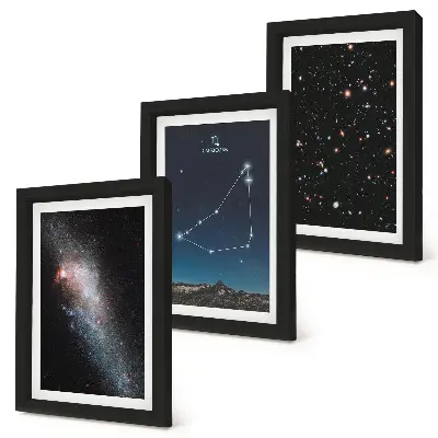 Photo frame wall with capricorn constellation galaxy and stars design