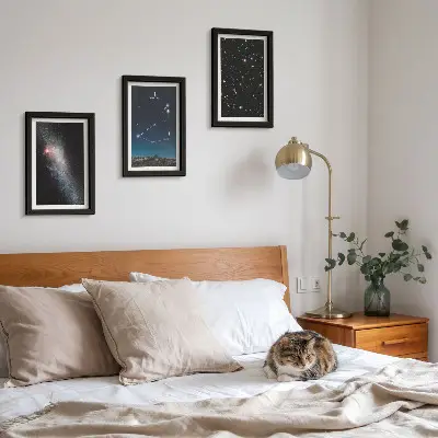 Photo frame wall with capricorn constellation galaxy and stars design
