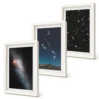 3-piece wall art set cosmic landscapes of galaxies and Aries zodiac constellations