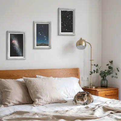 3-piece wall art set cosmic landscapes of galaxies and Aries zodiac constellations