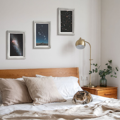 3-piece wall art set Cosmic landscapes of galaxies and the constellations of the Aries zodiac