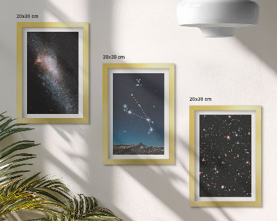 3-piece wall art set Cosmic landscapes of galaxies and the constellations of the Aries zodiac