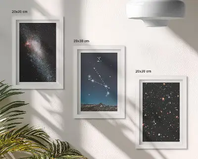 3-piece wall art set cosmic landscapes of galaxies and Aries zodiac constellations