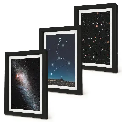 3-piece wall art set featuring a Leo constellation galaxy and outer space theme
