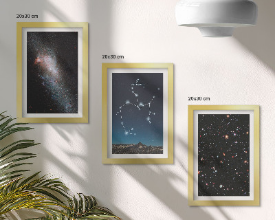 Framed triptych Galaxies, constellations, and space zodiac sign Sagittarius