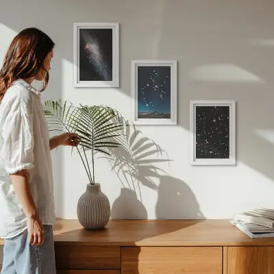 Sagittarius space zodiac sign galaxies and constellations wall art framed triptych