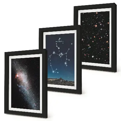 Sagittarius space zodiac sign galaxies and constellations wall art framed triptych