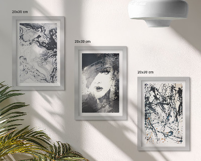 Framed triptych Abstract patterns in shades of black and white
