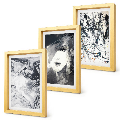 Framed triptych Abstract patterns in shades of black and white
