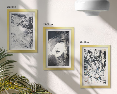 Framed triptych Abstract patterns in shades of black and white