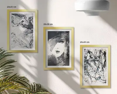 Abstract patterns in shades of black and white framed triptych
