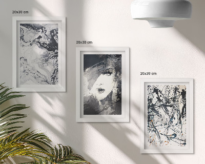 Framed triptych Abstract patterns in shades of black and white