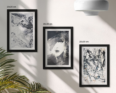 Framed triptych Abstract patterns in shades of black and white