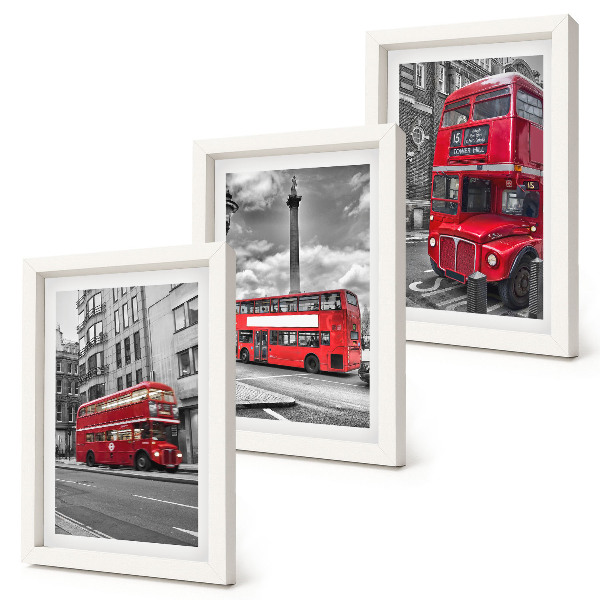 3-piece wall art set Red buses in London's urban landscape