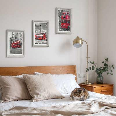 3-piece wall art set Red buses in London's urban landscape