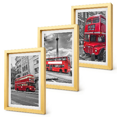 3-piece wall art set Red buses in London's urban landscape