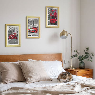 3-piece wall art set Red buses in London's urban landscape