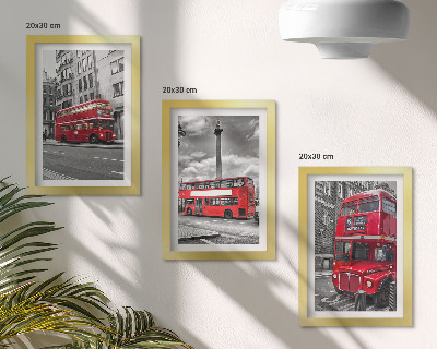 3-piece wall art set Red buses in London's urban landscape
