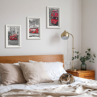 3-piece wall art set Red buses in London's urban landscape
