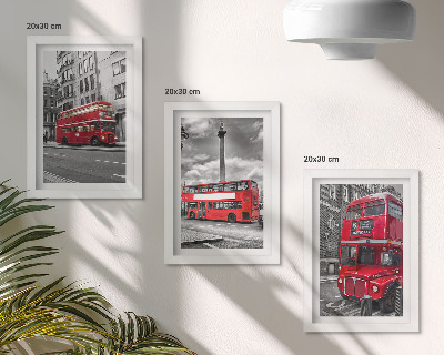 3-piece wall art set Red buses in London's urban landscape